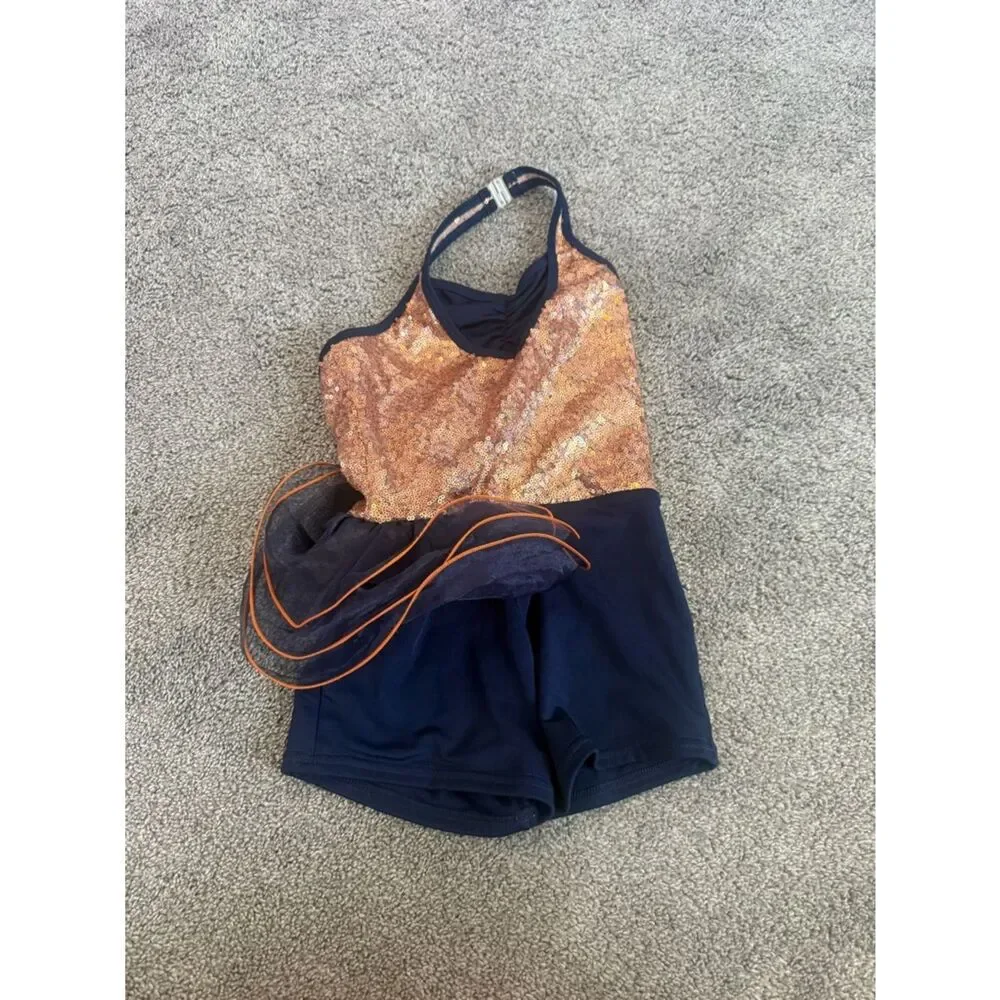 Alexandra Collection Glamorama Halter Biketard Dance Costume Sz 8